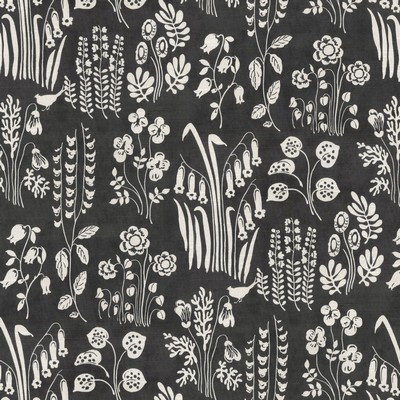 P K Lifestyles Tallulah Belle Onyx in Retro Collection Black  Blend Medium Print Floral  Funky Retro   Fabric