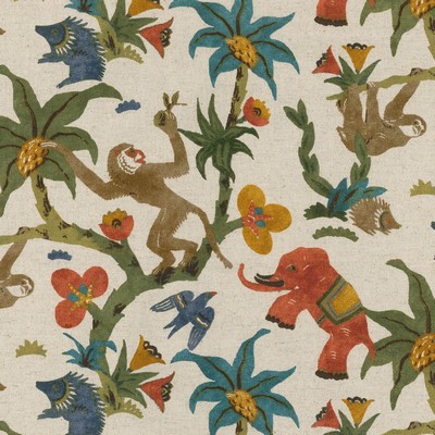 P K Lifestyles Monkey Business Forest in Retro Collection Green Monkey  Jungle Safari  Funky Retro   Fabric
