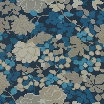 P K Lifestyles OD Blossom Navy in Outdoor Spring 2020 Blue  Blend Modern Floral Floral Outdoor   Fabric