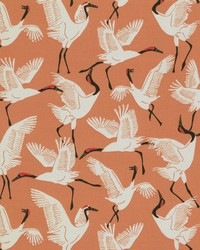P K Lifestyles Od Block Cranes  Coral Fabric