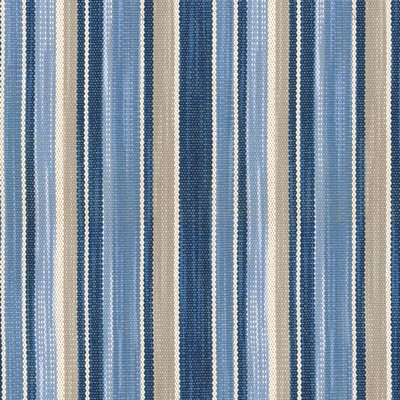 P K Lifestyles ST. CHARLES Indigo in Curated Travels Blue  Blend Small Striped  Striped   Fabric