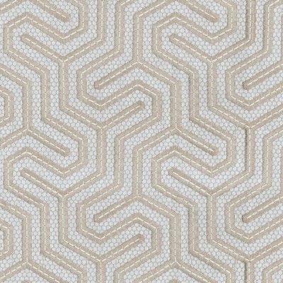 P K Lifestyles Cayden Emb Sand in Bespoken II Brown Geometric  Crewel and Embroidered  Geometric   Fabric