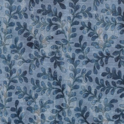 P K Lifestyles Leafing Through Indigo in Design by Nature I Blue Leaves and Trees   Fabric