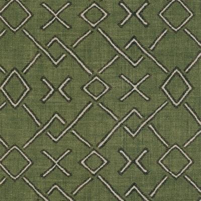 P K Lifestyles Malian Geo Fern in Simply Said I Green Patterned Chenille  Contemporary Diamond  Lattice and Fretwork   Fabric
