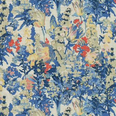 P K Lifestyles Summer Ready Bluejay in Happy Nest II Blue Cotton  Blend Modern Floral Abstract Floral   Fabric