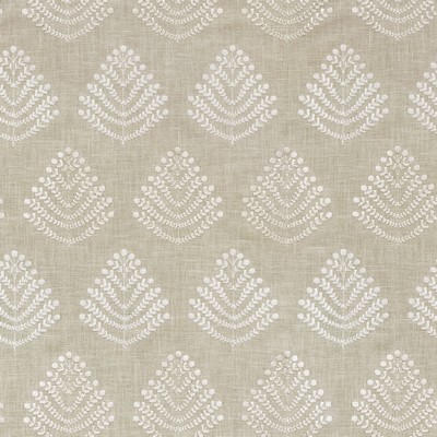 P K Lifestyles Royal Fern Emb Papyrus in Happy Nest II Beige  Blend Crewel and Embroidered  Leaves and Trees   Fabric