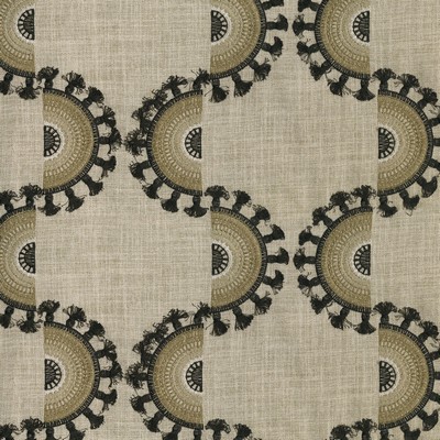 P K Lifestyles Solara Emb Desert in Cultural ExchangeII Beige Circles and Swirls Crewel and Embroidered   Fabric