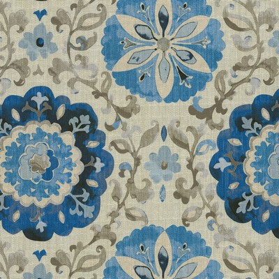 P K Lifestyles Soumak Suzani    Lapis in CULTURAL EXCHANGE IV Blue Multipurpose Cotton
67%Polyester  Blend Floral Medallion  Suzani   Fabric
