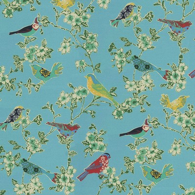 P K Lifestyles Od Tweet Toile Sky in Spring 2021 Outdoor Blue Birds and Feather  Fun Print Outdoor Animal Toile   Fabric
