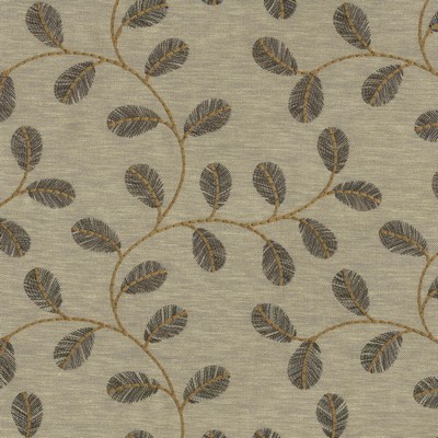 P K Lifestyles Leaf Love Emb    Dde Cognac in JARDIN DAMOUR Crewel and Embroidered  Scrolling Vines  Leaves and Trees   Fabric