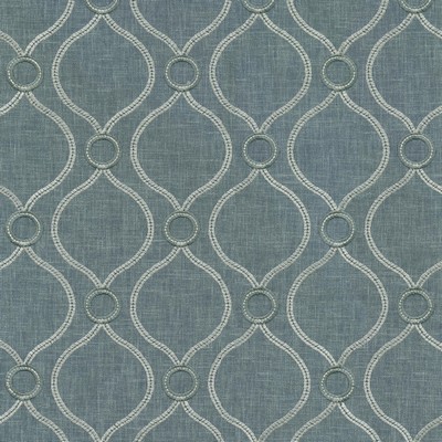 P K Lifestyles Curveball Emb    Dtx Chambray-nc21 in PKL STUDIO FALL 2021 Blue Crewel and Embroidered   Fabric