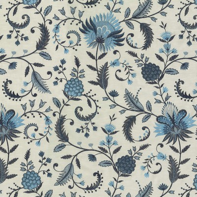 P K Lifestyles Carlotta Emb     Gmf Porcelain in JARDIN DAMOUR Blue Crewel and Embroidered  Floral Embroidery Jacobean Floral  Medium Print Floral   Fabric
