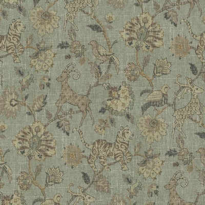 P K Lifestyles On Safari        Moonstone in CULTURAL EXCHANGE V Grey Jungle Safari  Patterned Chenille  Jacobean Floral   Fabric