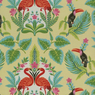 P K Lifestyles Od Flamingo Flirt Sunshine in FALL OUTDOOR 2021 Yellow Birds and Feather  Fun Print Outdoor  Fabric