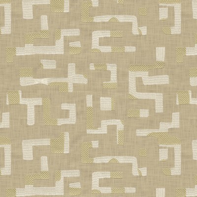 P K Lifestyles Maze Embroidery Linen Expressionist II 411732 Beige  Geometric  Crewel and Embroidered  Fabric