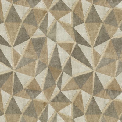 P K Lifestyles Prismatic Velvet Taupe Expressionist II 412113 Brown  Geometric  Patterned Velvet  Fabric
