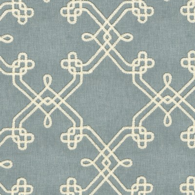 P K Lifestyles Dynasty Embroidery Chambray Culteral Exchange VIII 412442 Blue  Crewel and Embroidered  Trellis Diamond  Fabric