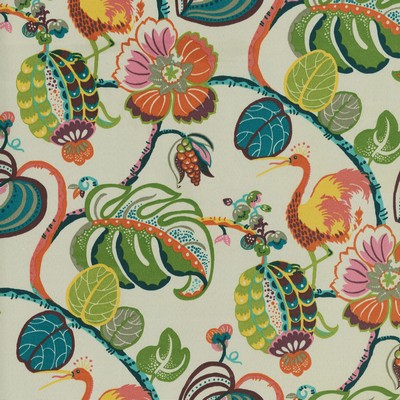 P K Lifestyles OD Tropical Fete Dawn in Outdoor Fall 2019 Multi Multipurpose Spun  Blend Birds and Feather  Modern Floral Tropical  Scrolling Vines  Fun Print Outdoor Fun Print Outdoor  Fabric
