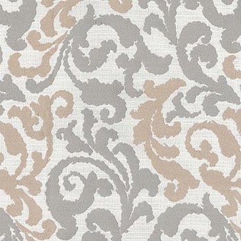 P K Lifestyles Graceful Curves Linen in Walking on Air Grey Scroll   Fabric