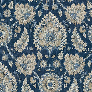 P K Lifestyles CASTLEFORD       SWA INDIGO in Printworks Blue Floral Medallion  Ethnic and Global   Fabric