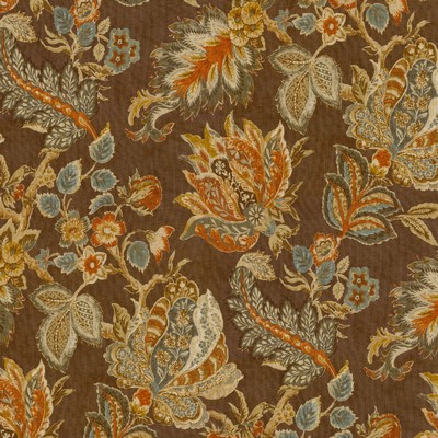 P K Lifestyles Brompton Amber ROYAL PARK 681441 Brown  Jacobean Floral  Fabric
