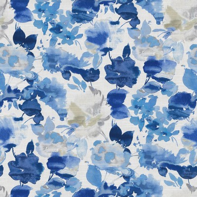 P K Lifestyles Aqua Fleur Sky in Painting a Scene Blue Abstract Floral   Fabric