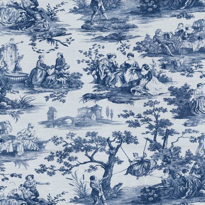P K Lifestyles Idyllic Days Sapphire in History Retold I Blue French Country Toile   Fabric