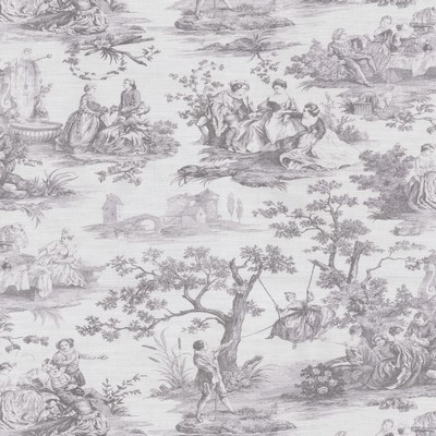 P K Lifestyles Idyllic Days Pewter in History Retold I Silver French Country Toile   Fabric