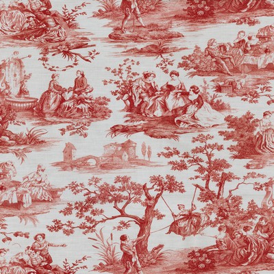 P K Lifestyles Idyllic Days Amarylis in History Retold I Red French Country Toile   Fabric