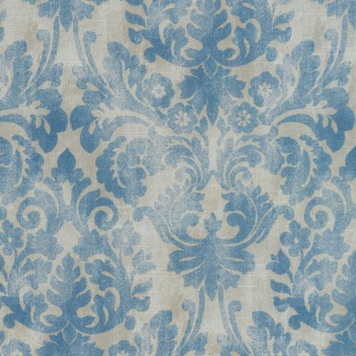 P K Lifestyles Vintage Essence Chambray in Cozy Life III Blue  Blend Classic Damask   Fabric