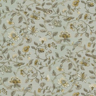 P K Lifestyles Summer Isles  Dove in JARDIN DAMOUR Grey Multipurpose Cotton Birds and Feather  Scrolling Vines  Large Print Floral   Fabric