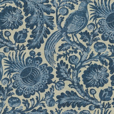 P K Lifestyles Od Tucker Resist Indigo in FALL OUTDOOR 2021 Blue Birds and Feather  Fun Print Outdoor  Fabric