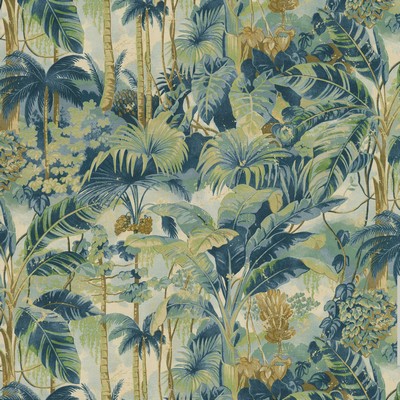 P K Lifestyles Nature Lover Azure in Design by Nature II Blue  Blend Leaves and Trees  Classic Tropical   Fabric