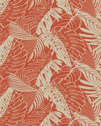 P K Lifestyles TBO Leaf Reef Tangerine Fabric