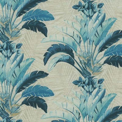 P K Lifestyles Tbo Banana Leaves Azul in Spring 2021 Outdoor Fun Print Outdoor  Fabric