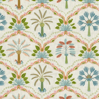 P K Lifestyles Daintree Embroidery Tropical Design by Nature V 802910 Multi  Crewel and Embroidered  Leaves and Trees  Modern Floral Fabric