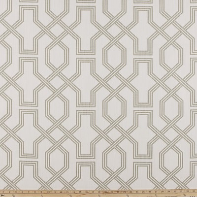 Premier Prints Ander Pewter Luxe Linen in Art Deco Revival Silver Cotton  Blend Lattice and Fretwork   Fabric