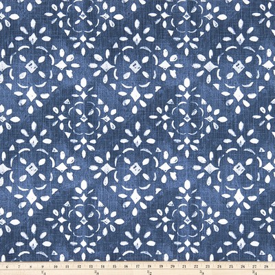 Premier Prints Avila Prussian Blue Slub Canva in PSC Blue cotton  Blend Floral Medallion   Fabric