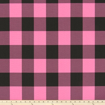 Premier Prints Buffalo Check Polish Pink Blac in 7 COTTON Pink Multipurpose 7oz  Blend Buffalo Check   Fabric