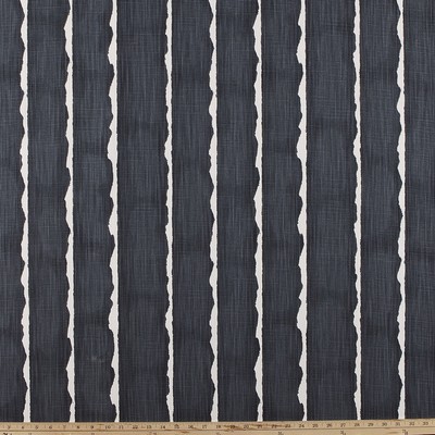 Premier Prints Canal Carbon Luxe Linen in Luxury Resort Black Cotton  Blend Wavy Striped   Fabric
