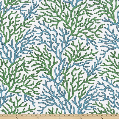Premier Prints Coral Reef Cool Green Luxe Can in Luxe Canvas Green Cotton  Blend Marine Life  Beach  Fabric