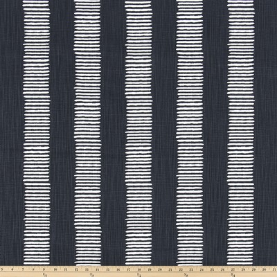 Premier Prints Dash Peacoat in Slub Linen White Black Cotton  Blend Wide Striped   Fabric