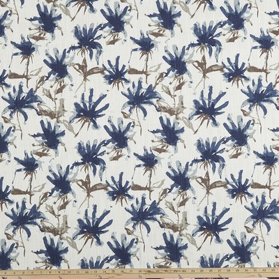 Premier Prints Kendal Regal Blue Slub Canvas in Chinoiserie Blue cotton  Blend Abstract  Modern Floral  Fabric