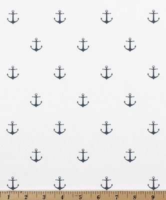 Premier Prints Mini Anchor White Premier Navy in 2016 Additions White cotton  Blend Boats and Sailing   Fabric