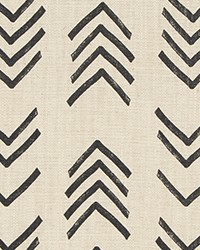 Mud Cloth Black Flame Slub Linen Natural by  Premier Prints 