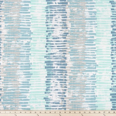 Premier Prints Palisade Fountain Slub Canvas in Costa Brava Blue cotton  Blend Horizontal Striped   Fabric