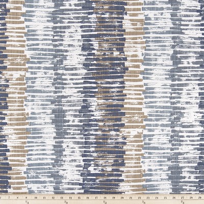 Premier Prints Palisade River Way Slub Canvas in Costa Brava Blue cotton  Blend Horizontal Striped   Fabric