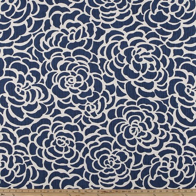 Premier Prints Peony Capri Luxe Linen in Luxury Resort Blue Cotton  Blend Modern Floral  Fabric