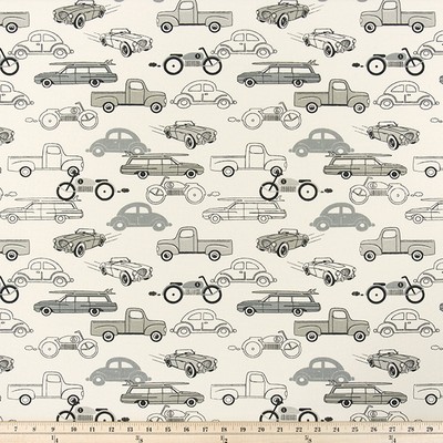 Premier Prints Retro Rides Lead Macon in PPC Grey cotton  Blend Cute Prints  Automobile Funky Retro   Fabric