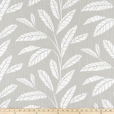 Premier Prints Samos French Grey Slub Canvas in Tropical Whimsy Grey cotton  Blend Leaves and Trees   Fabric
